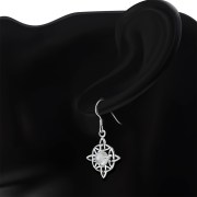 Rainbow Moon Stone Celtic Knot Silver Earrings - e303