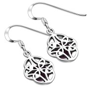Garnet Celtic Knot Silver Earrings - e304