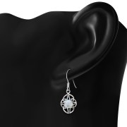 Rainbow Moonstone Celtic Knot Silver Earrings - e304