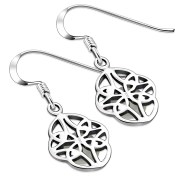 Rainbow Moonstone Celtic Knot Silver Earrings - e304