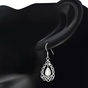 Mother of Pearl Drop Silver Celtic Knot Earrings - e306