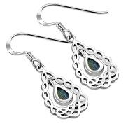 Abalone Shell Drop Silver Celtic Knot Earrings - e306