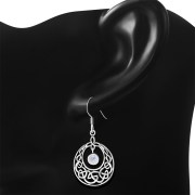 Rainbow Moonstone Celtic Knot Silver Earrings - e307