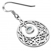 Rainbow Moonstone Celtic Knot Silver Earrings - e307