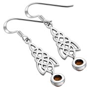 Dangle Amethyst Stone Celtic Knot Silver Earrings - e308