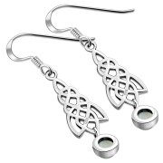 Dangle Rainbow Moonstone Celtic Silver Earrings - e308