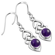 Amethyst Stone Celtic Silver Earrings Set - e309