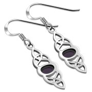 Amethyst Stone Long Celtic Silver Earrings Set -  e310