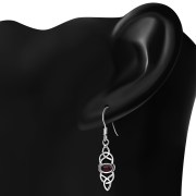 Garnet Stone Long Celtic Silver Earrings Set - e310
