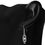 Long Celtic Silver Earrings set w Rainbow Moontone Long Celtic S
