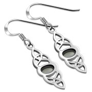 Long Celtic Silver Earrings set w Rainbow Moontone Long Celtic S