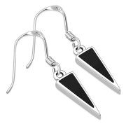 Black Onyx Triangle Silver Earrings, e312