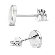 Large Mother of Pearl Oval Stud Silver Earrings, e313