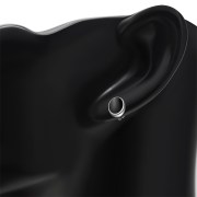 Large Black Onyx Oval Stud Silver Earrings, e313