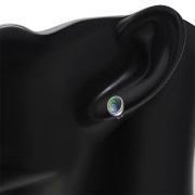 Large Abalone Shell Oval Stud Silver Earrings, e313