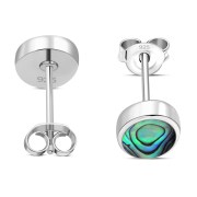 Large Abalone Shell Oval Stud Silver Earrings, e313