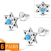 6pairs, Small Synthetic Opal Star of David Studs Earrings, e322