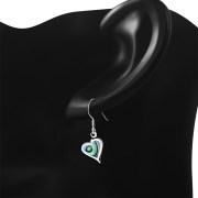 Abalone Heart Silver Earrings, e329