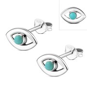 Turquoise Evil Eye Stud Silver Earrings, e331