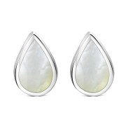 Mother of Pearl Drop Silver Stud Earrings, e333