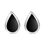 Black Onyx Drop Silver Stud Earrings, e333