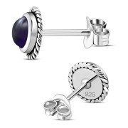 Amethyst Stone Stud Silver Earrings, e337