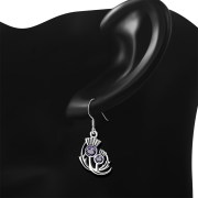 Faceted Amethyst Medium Thistle Silver Earrings - e340
