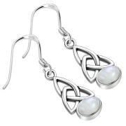 Rainbow Moonstone Trinity Knot Silver Earrings Set - e341