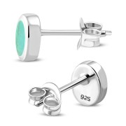  Turquoise Oval Silver Stud Earrings, e345