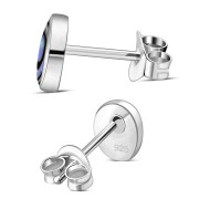 Abalone Shell Oval Silver Stud Earrings, e346