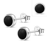 Black Onyx Sterling Silver Stud Earrings - e364