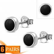 Black Onyx Sterling Silver Stud Earrings - e364