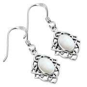 Mother of Pearl Celtic Knot Silver Earrings - e384