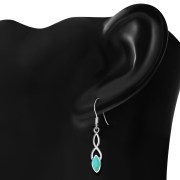 Turquoise Celtic Knot Sterling Silver Earrings - e385