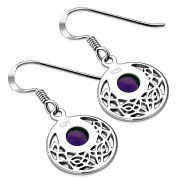 Amethyst Stone Round Celtic Knot Silver Earrings - e400