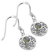 Black Onyx Round Celtic Knot Silver Earrings - e400