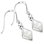 Mother of Pearl Rhombus Shape Silver Earrings, e403h