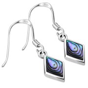 Abalone Rhombus Shape Silver Earrings, e403h