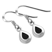 Black Onyx Drop Silver Earrings, e404