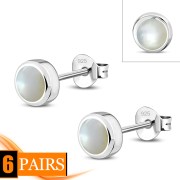 Mother of Pearl Sterling Silver Stud Earrings - e407