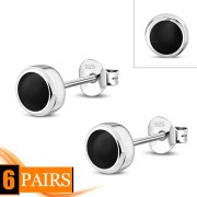 Black Onyx Sterling Silver Stud Earrings - e407