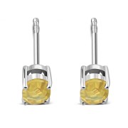 5x7mm Oval Prong-Set Citrine Stone Sterling Silver Stud Earrings - e446