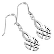 Long Celtic Knot Plain Solid Silver Earrings, ep108