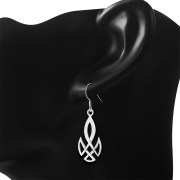 Long Celtic Knot Plain Solid Silver Earrings, ep108