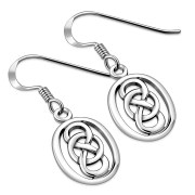 Oval Plain Celtic Knot Silver Earrings, ep121