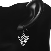 Plain Silver Celtic Trimity Earrings, ep131