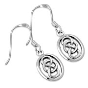 Small Oval Celtic Knot Silver Earrings, ep161
