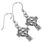 Tiny Celtic Cross Silver Earrings, ep196