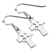 Tiny Celtic Cross Silver Earrings, ep196