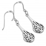 Long Celtic Trinity Silver Drop Earrings, ep226